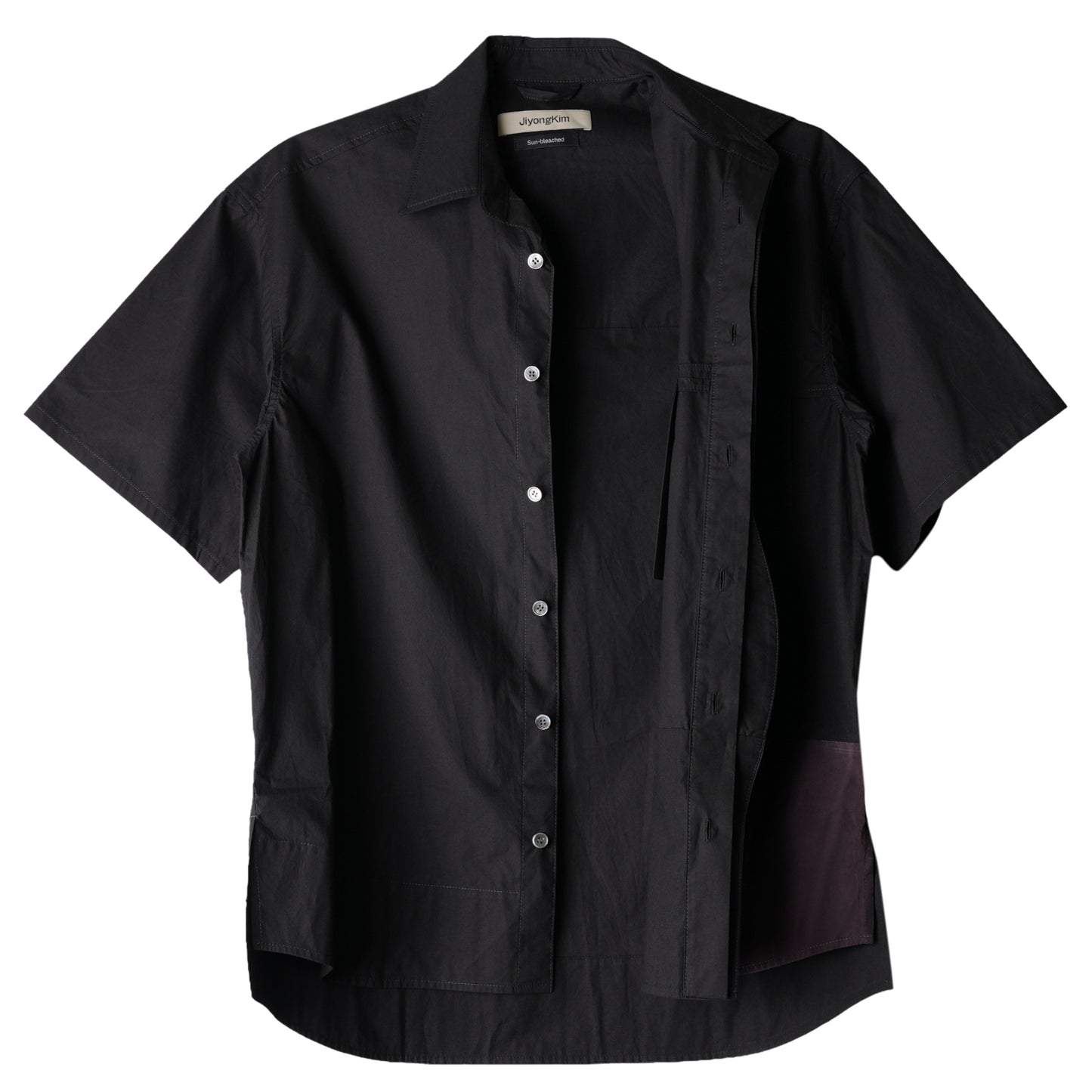 SUN-BLEACHED OVERSIZED HALF SLEEVE SHIRT / BLACK