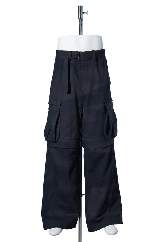 SUN-BLEACHED DETACHABLE WIDE TROUSERS / NAVY