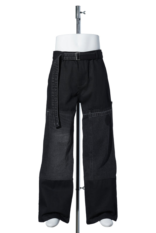 RE-WORKED DENIM TROUSERS / BLACK