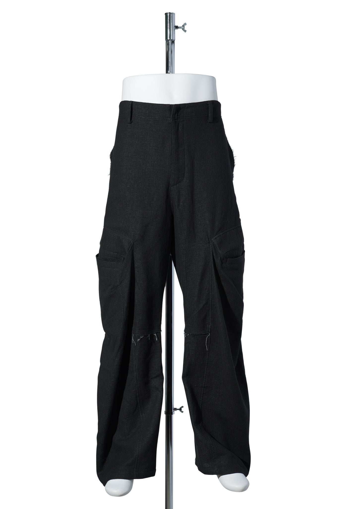 RAW EDGED 3D POCKET TROUSERS / BLACK