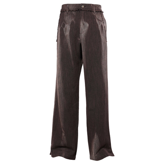 SUN-BLEACHED RAW EDGED STRAIGHT TROUSERS / BROWN