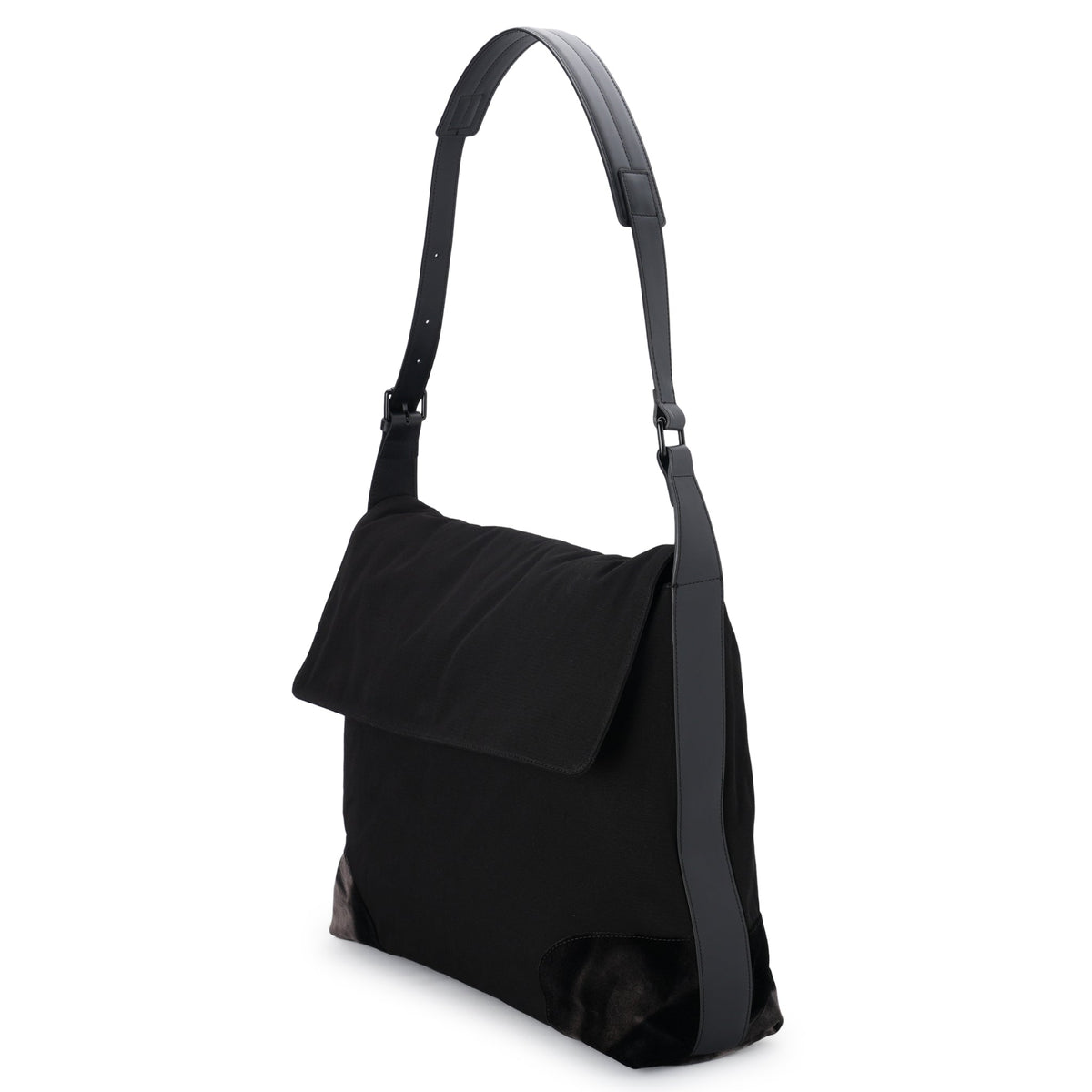 SUN-BLEACHED LEATHER STRAP BAG / BLACK