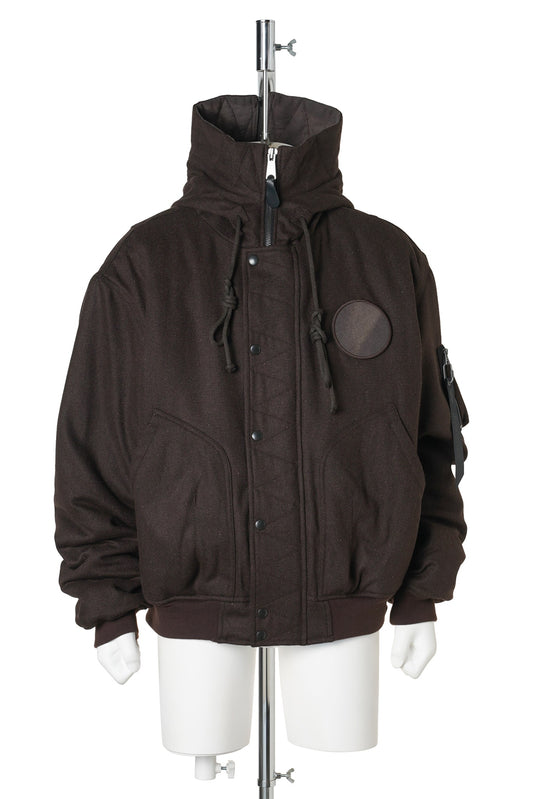 SUN-BLEACHED SPLIT-HOOD FLIGHT JACKET / BROWN