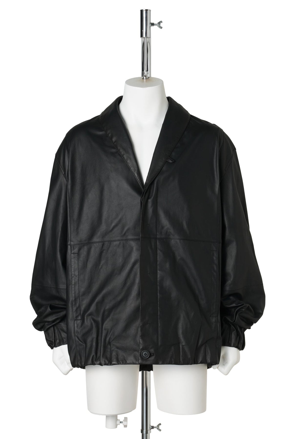 SHAWL-COLLAR LEATHER BOMBER / BLACK