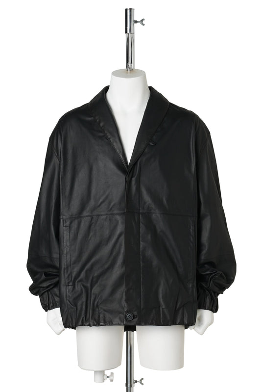 SHAWL-COLLAR LEATHER BOMBER / BLACK