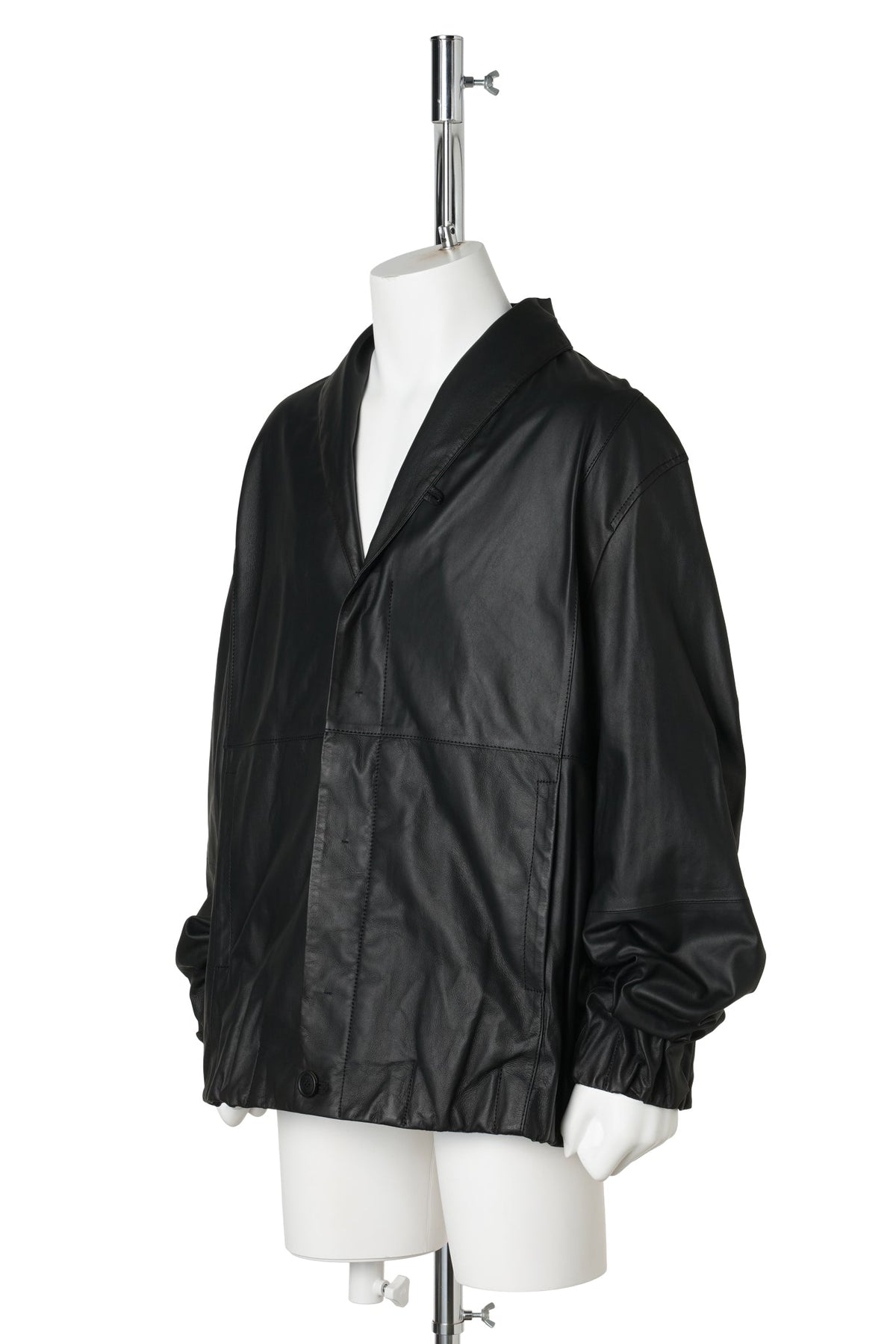 SHAWL-COLLAR LEATHER BOMBER / BLACK