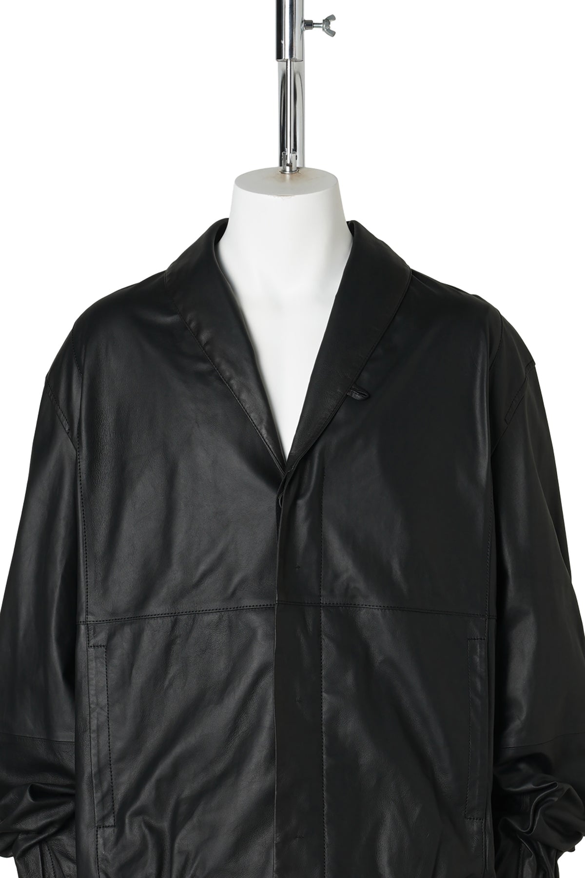 SHAWL-COLLAR LEATHER BOMBER / BLACK