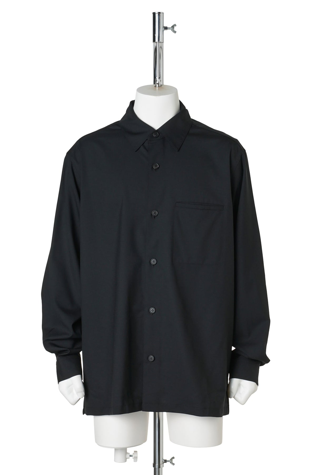 FRONT POCKET WOOL SHIRT / BLACK