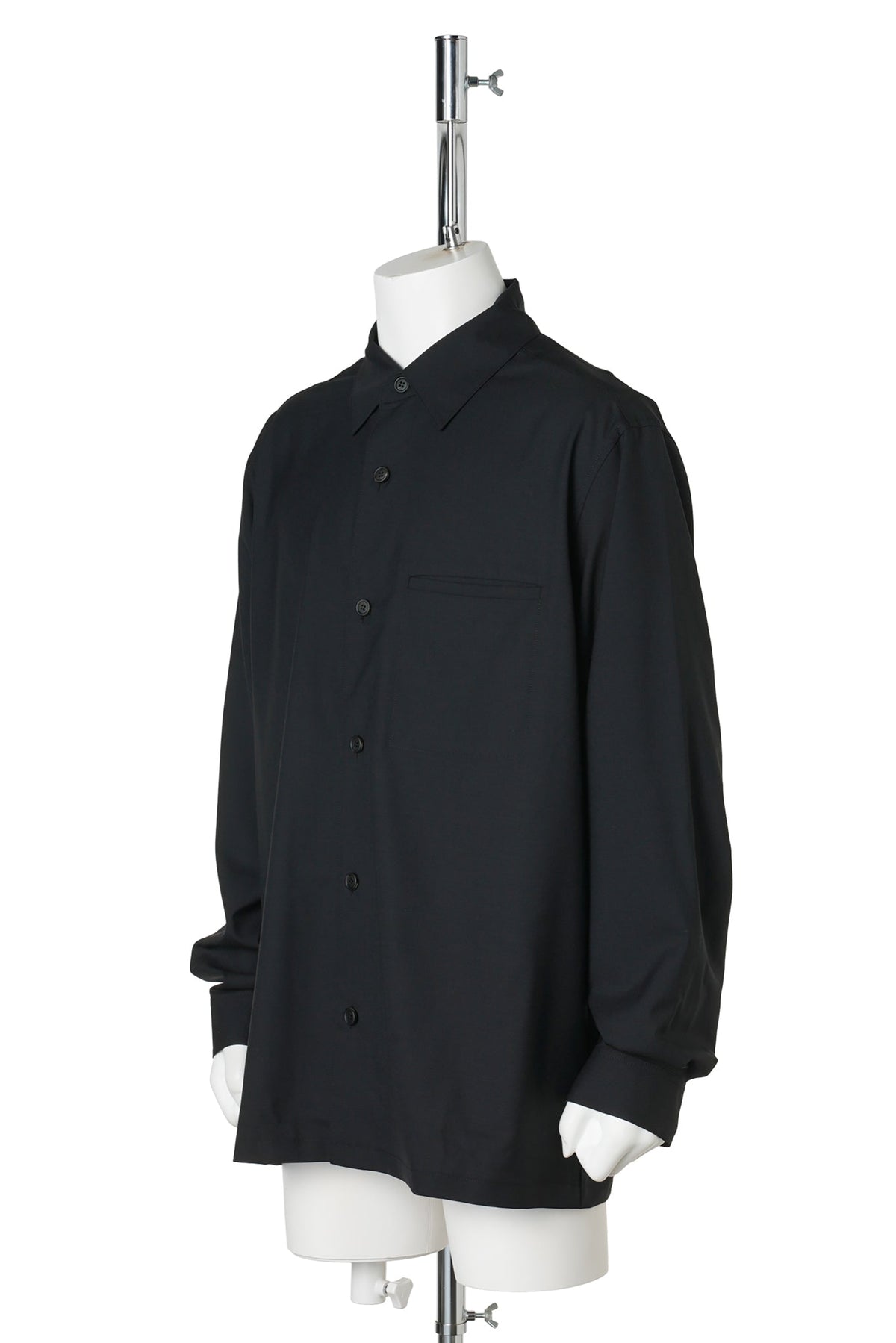 FRONT POCKET WOOL SHIRT / BLACK