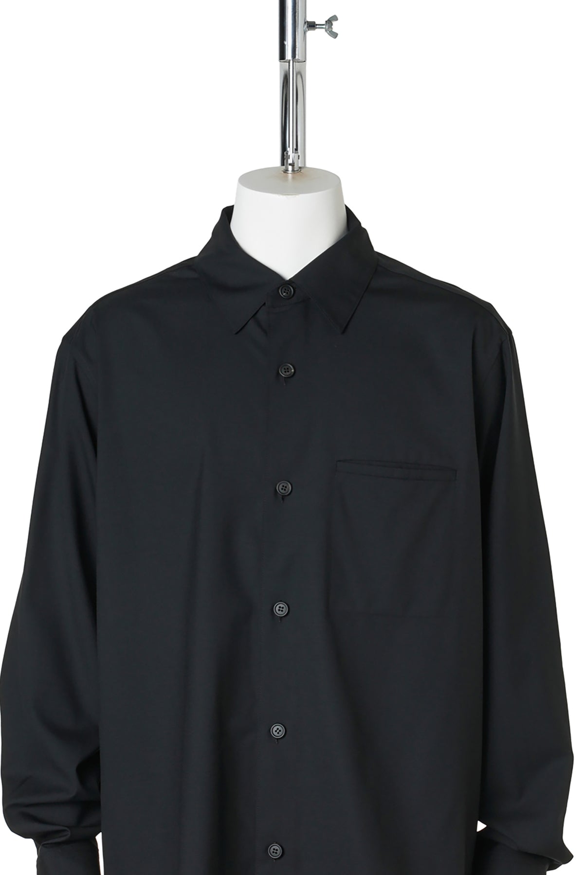 FRONT POCKET WOOL SHIRT / BLACK