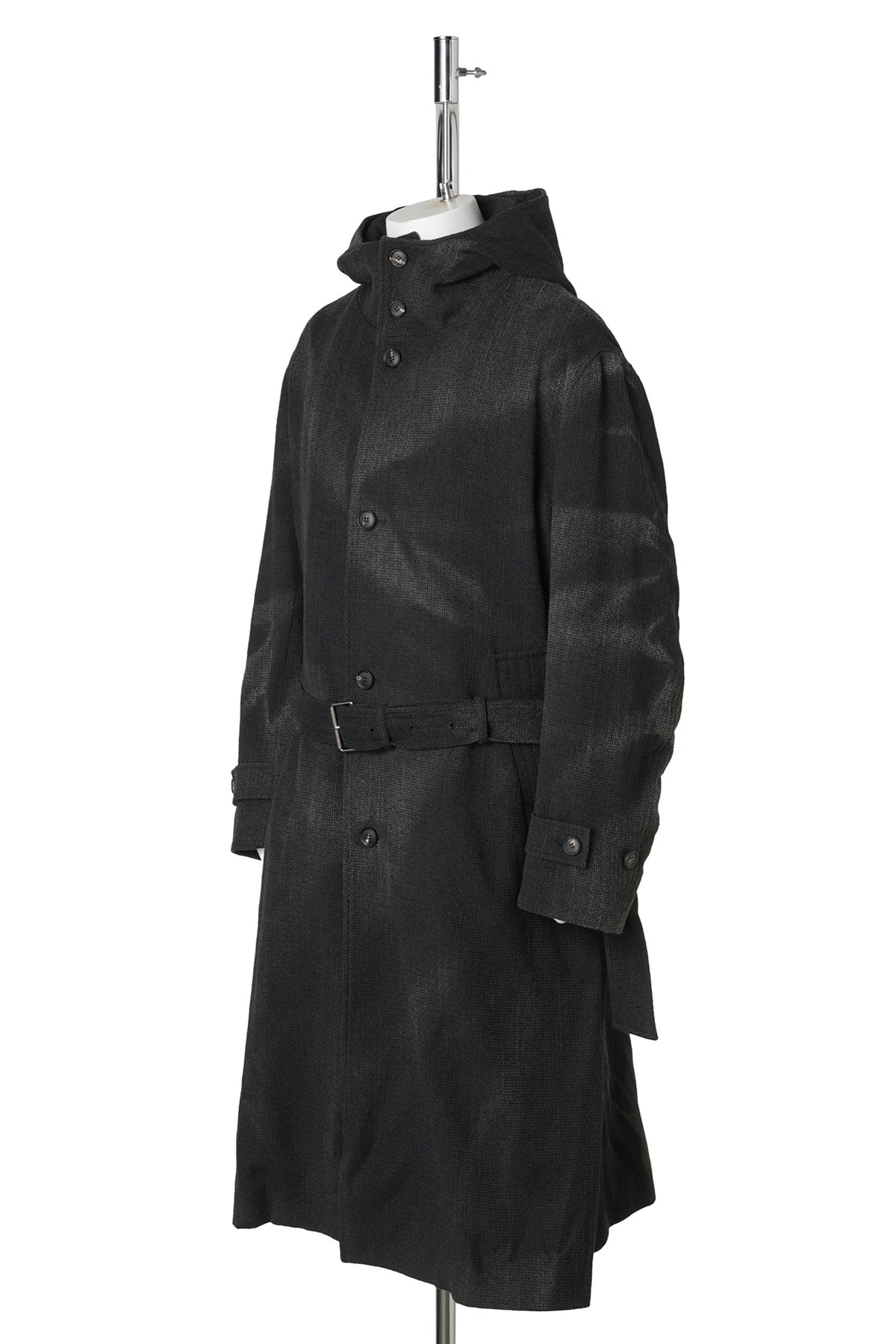 SUN-BLEACHED HOODED COAT / BLACK