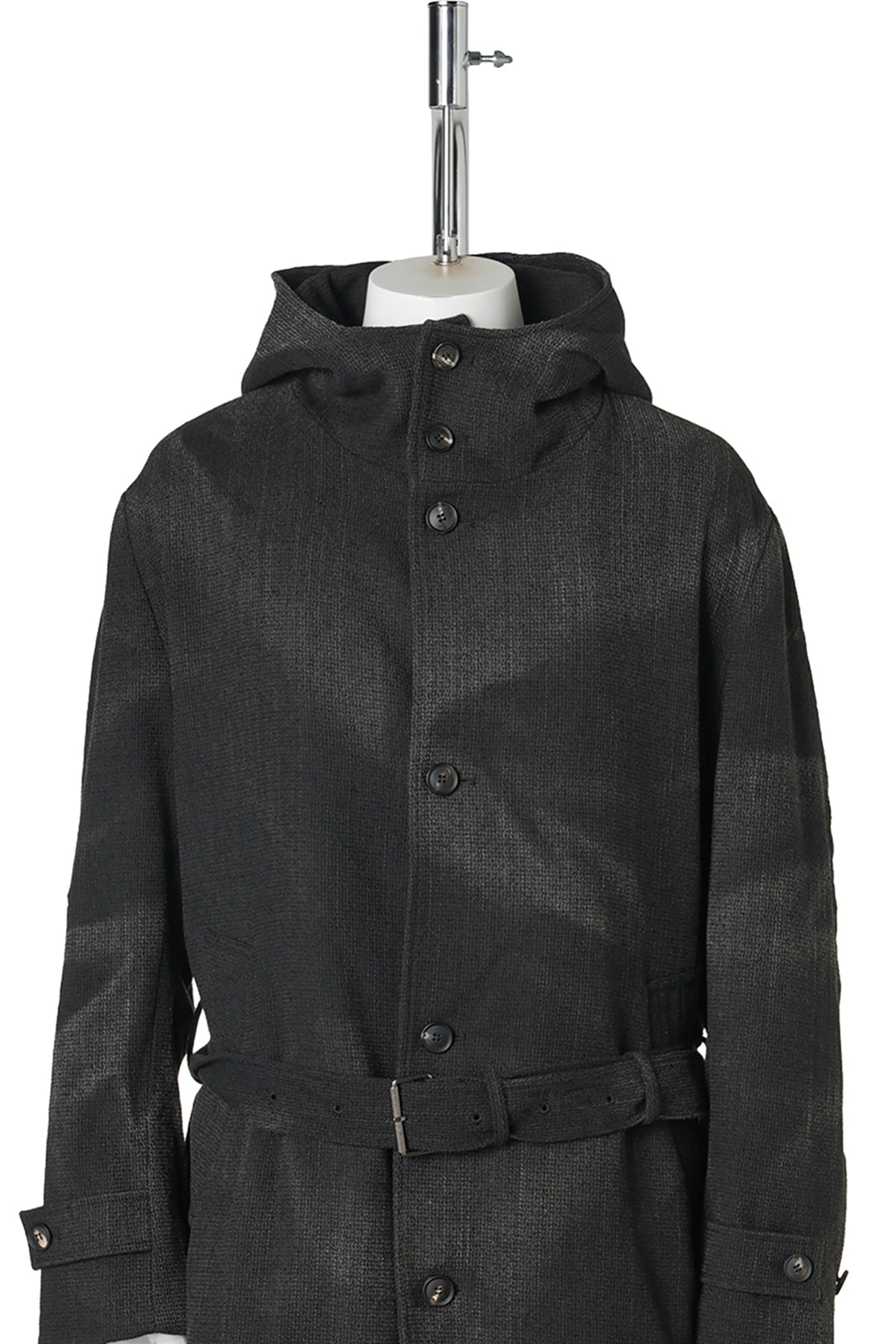SUN-BLEACHED HOODED COAT / BLACK