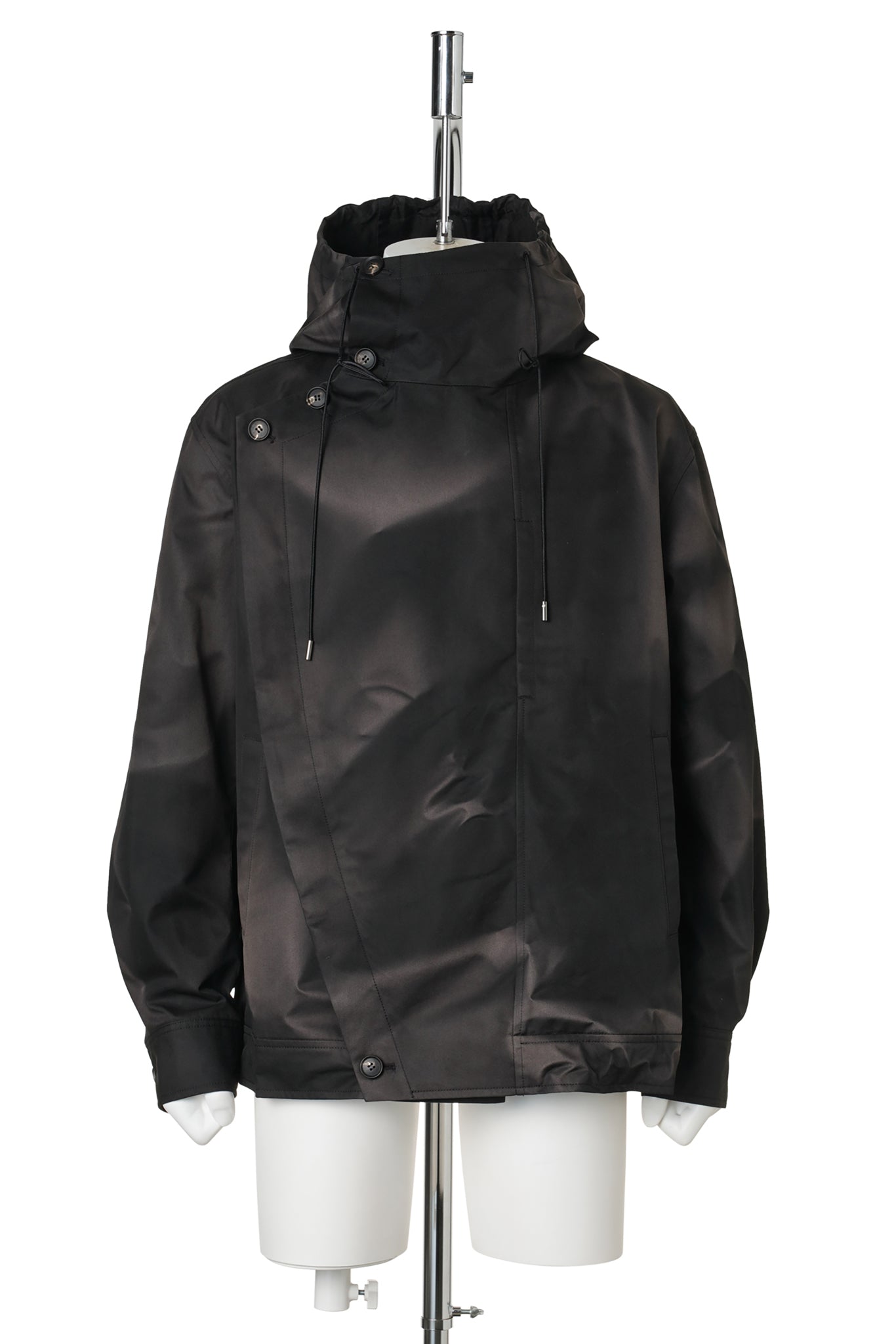 SUN-BLEACHED ASYMMETRIC FRONT JACKET / BLACK