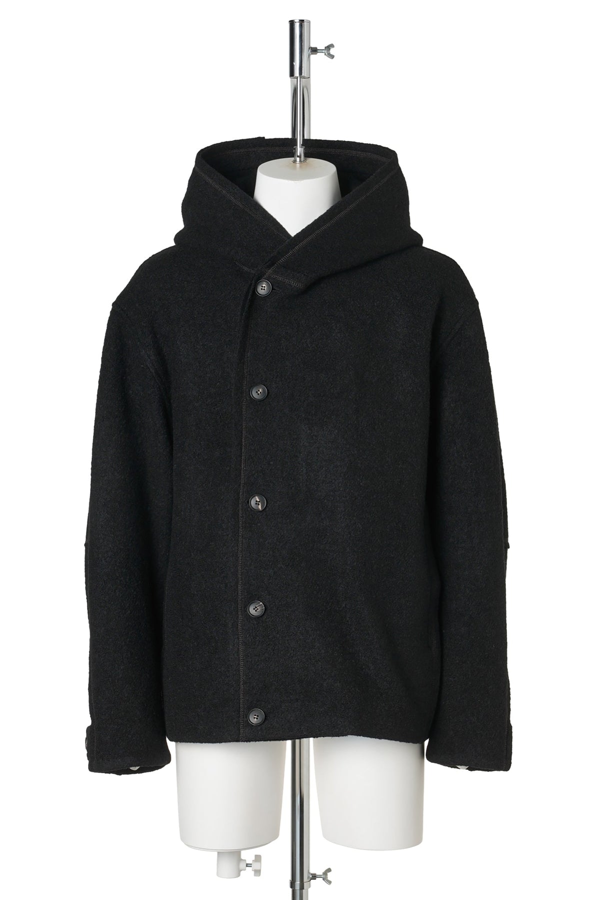 HOODED WOOL JACKET / BLACK
