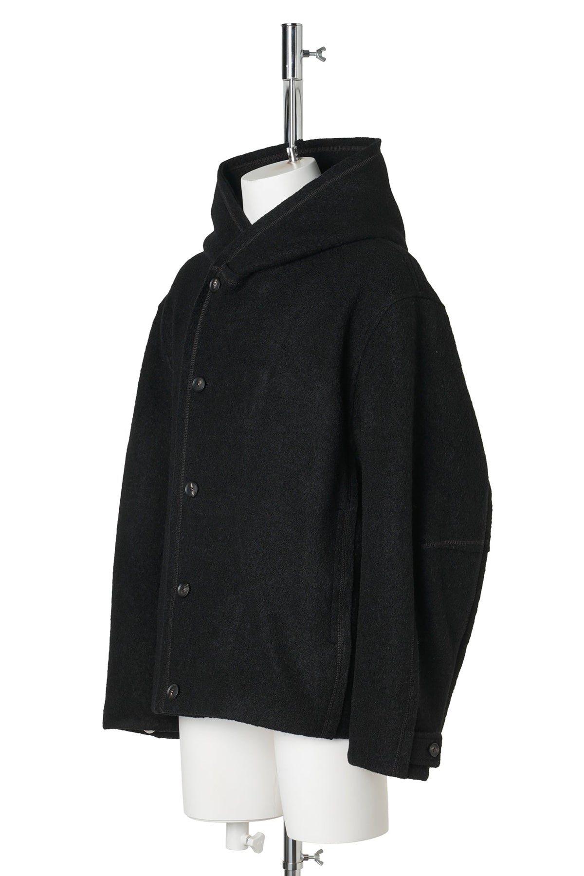 HOODED WOOL JACKET / BLACK