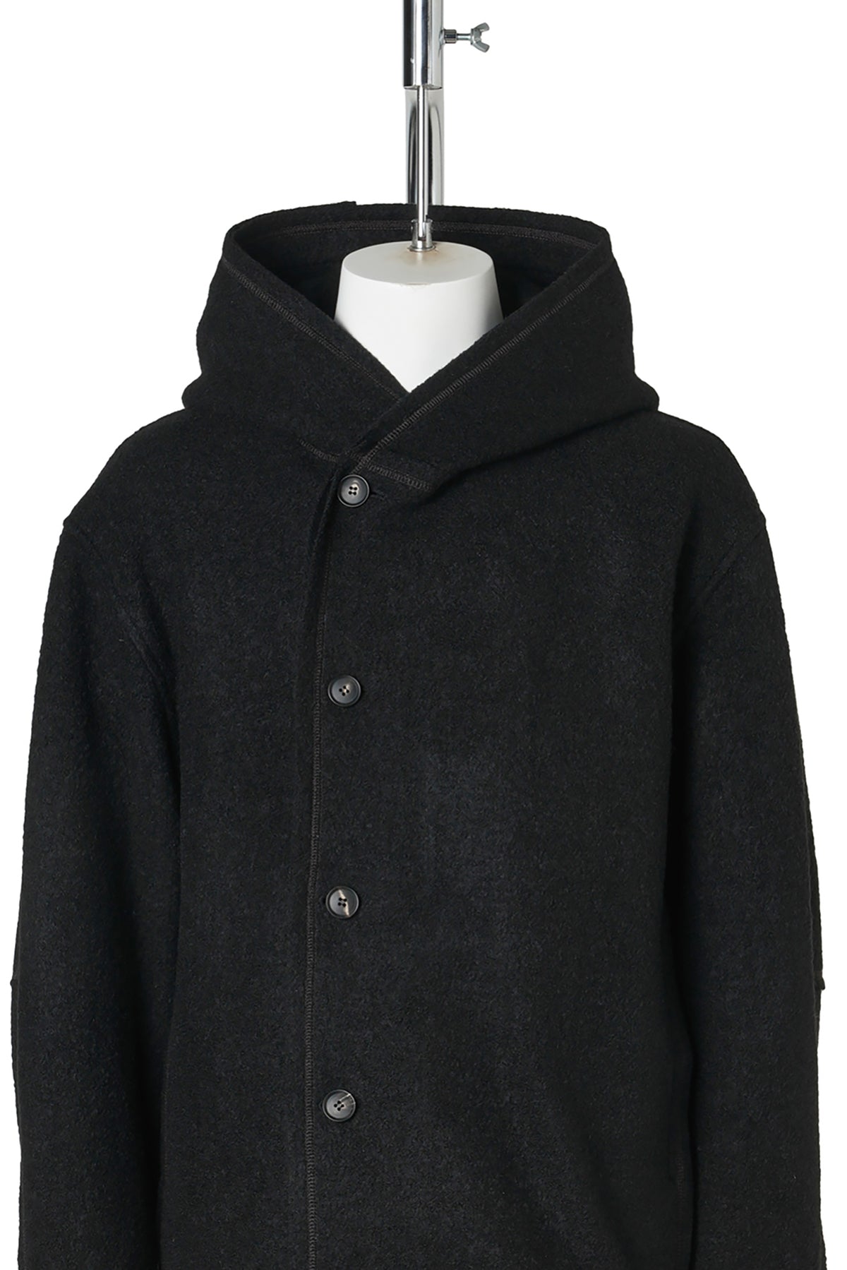 HOODED WOOL JACKET / BLACK