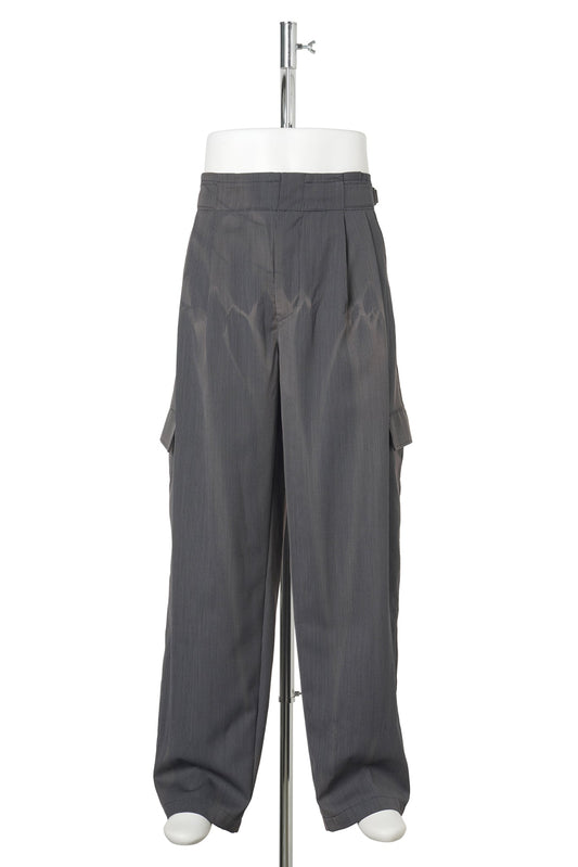 SUN-BLEACHED PLEATED TROUSERS / PIN STRIPE GREY