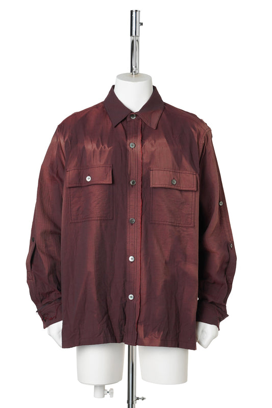 SUN-BLEACHED RAW-EDGE SHIRT / BURGUNDY