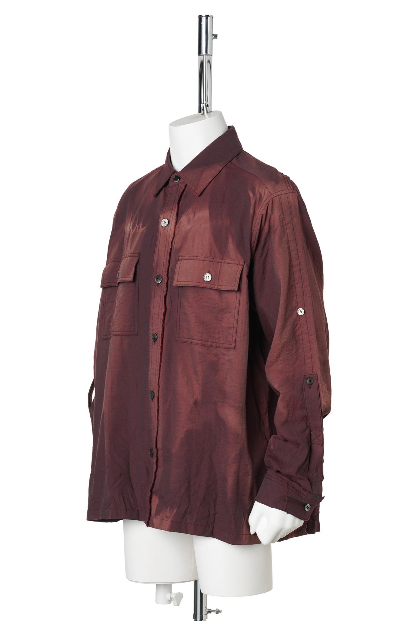 SUN-BLEACHED RAW-EDGE SHIRT / BURGUNDY