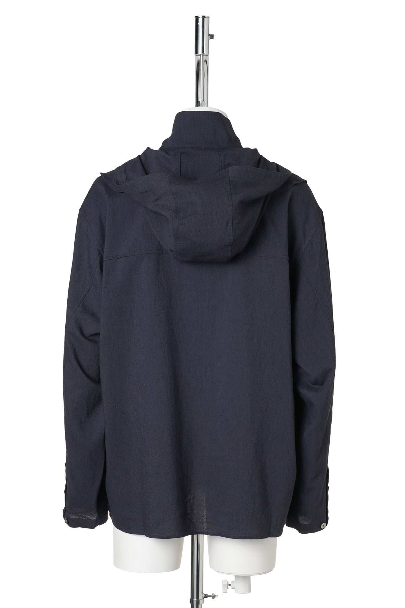 HOODED LAYERED ZIP-UP SHIRT / NAVY