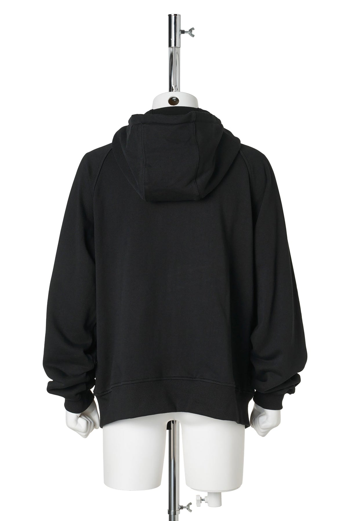 DRAPED ZIP-UP HOODIE / BLACK