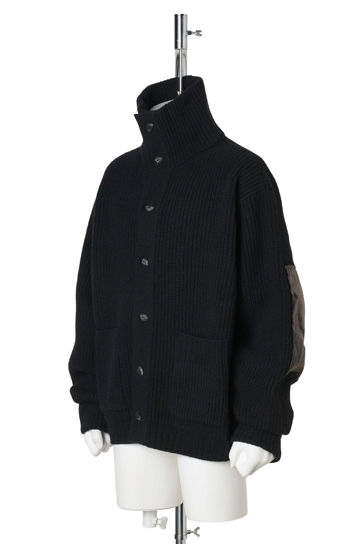 SUN-BLEACHED WIDE COLLAR KNIT CARDIGAN / BLACK