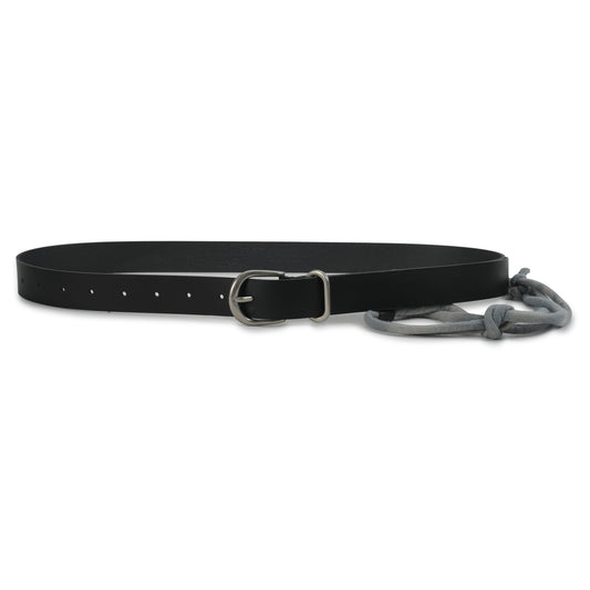 SUN-BLEACHED STRING DETAILED LEATHER BELT / BLACK