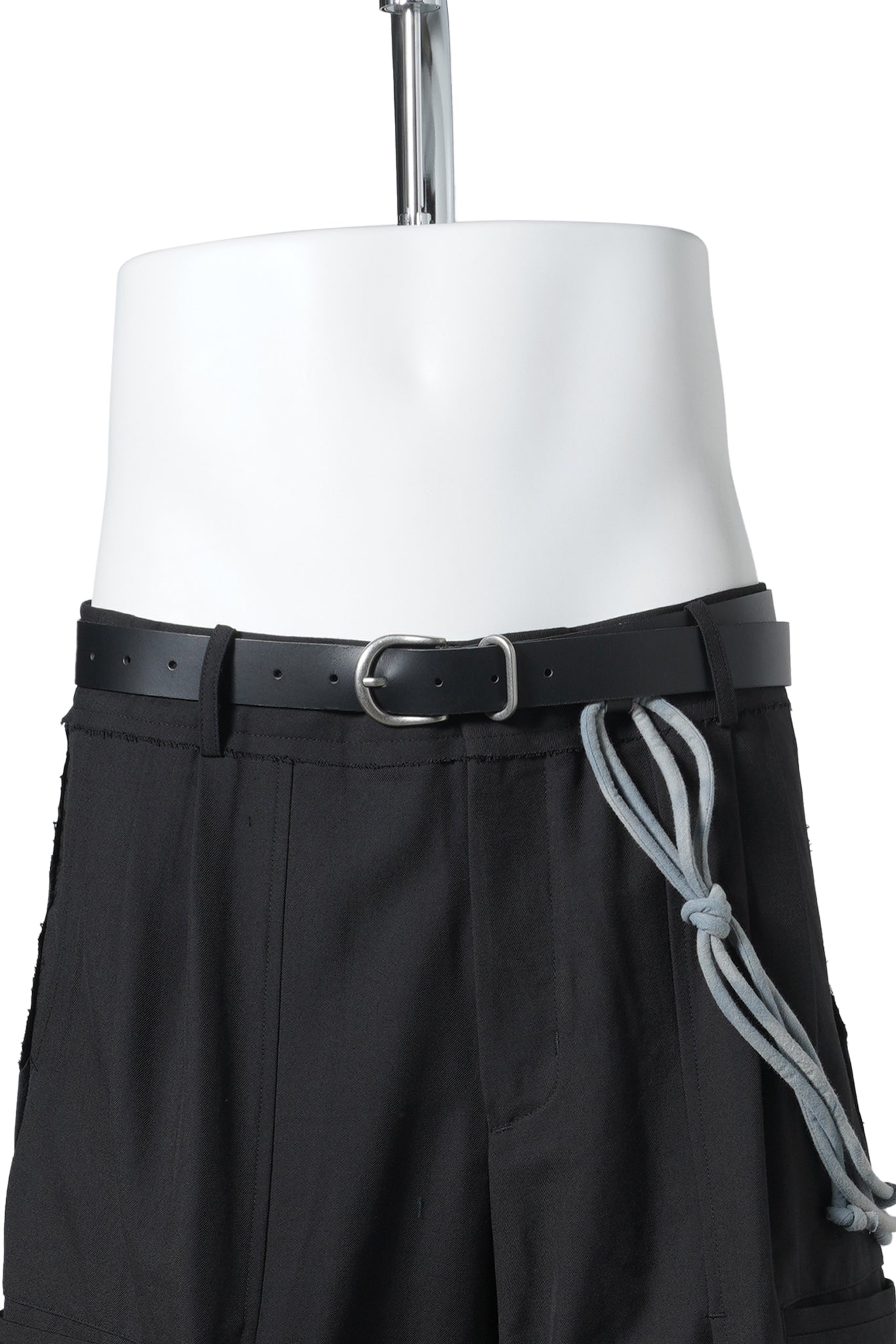 SUN-BLEACHED STRING DETAILED LEATHER BELT / BLACK