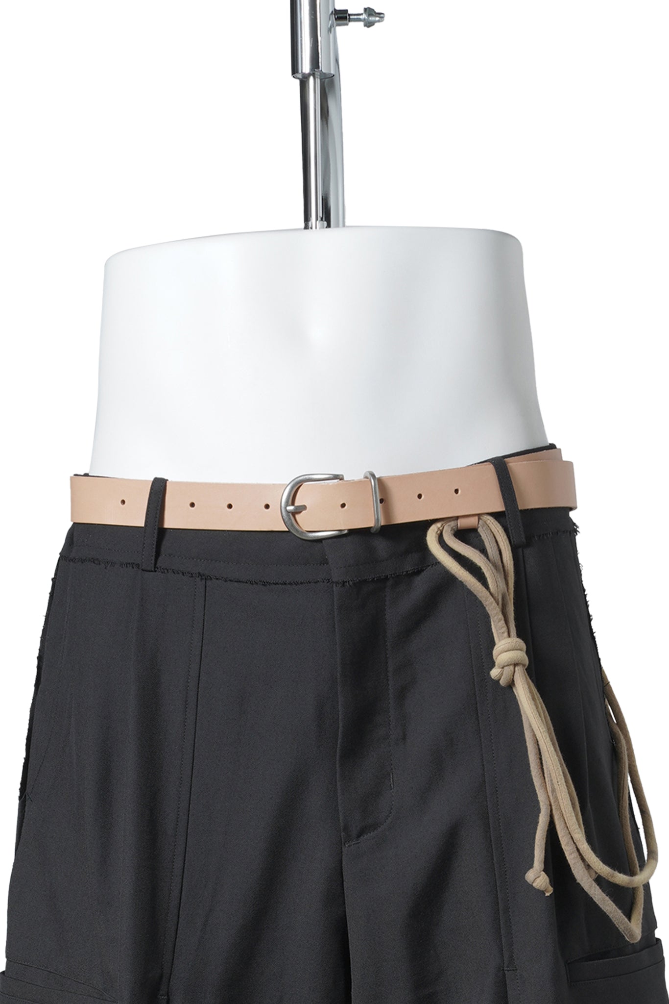 SUN-BLEACHED STRING DETAILED LEATHER BELT / TAN