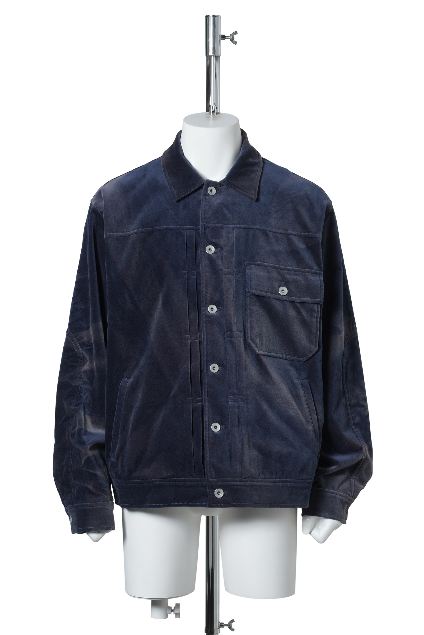 SUN-BLEACHED VELVET TRUCKER JACKET / BLUE