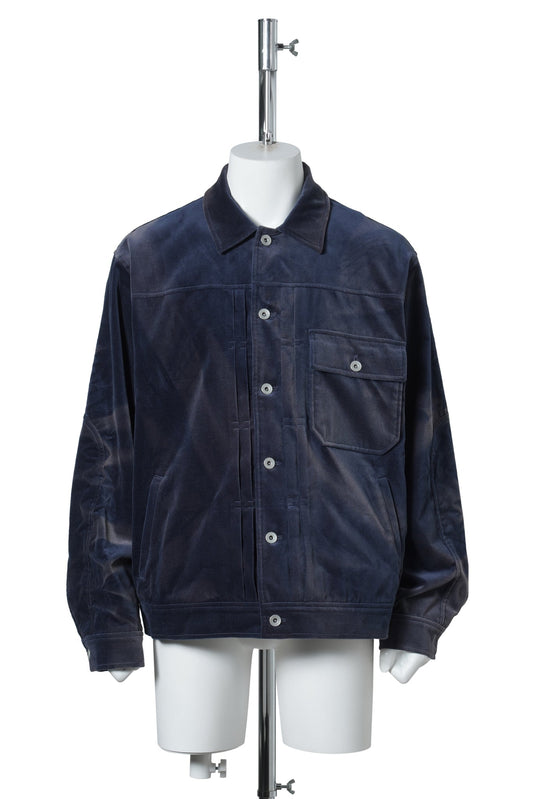 SUN-BLEACHED VELVET TRUCKER JACKET / BLUE