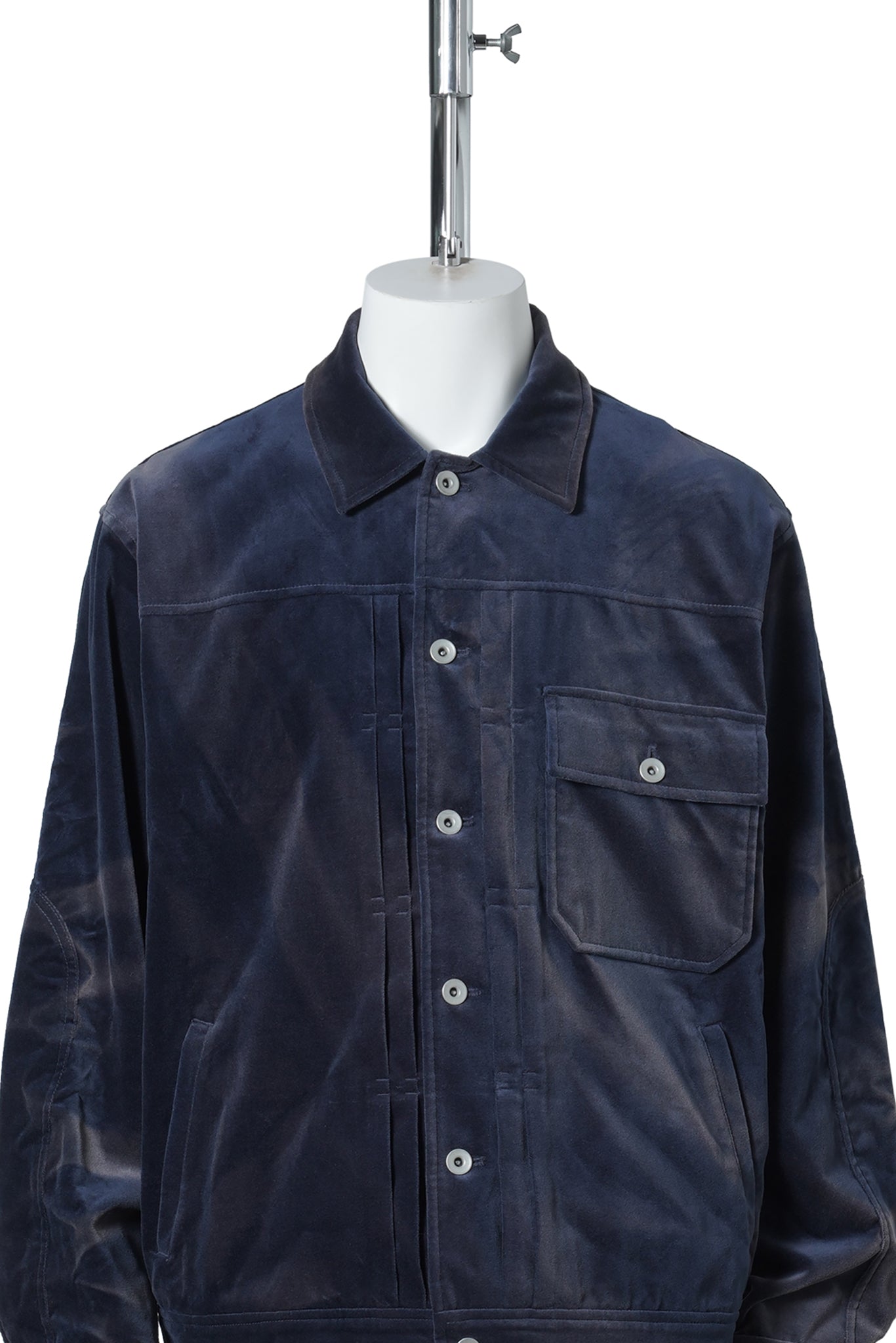 SUN-BLEACHED VELVET TRUCKER JACKET / BLUE