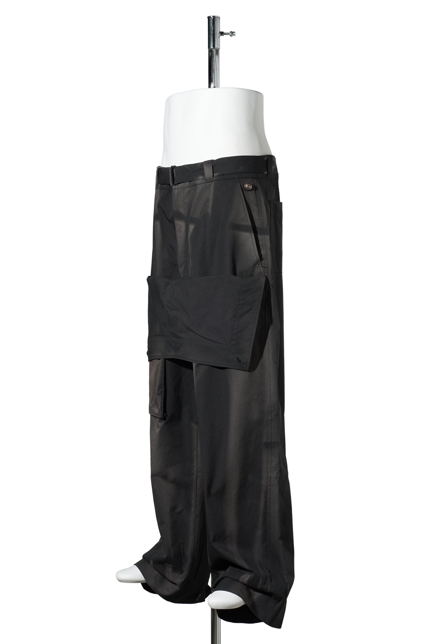 SUN-BLEACHED DOUBLE FRONT WIDE TROUSERS / BLACK