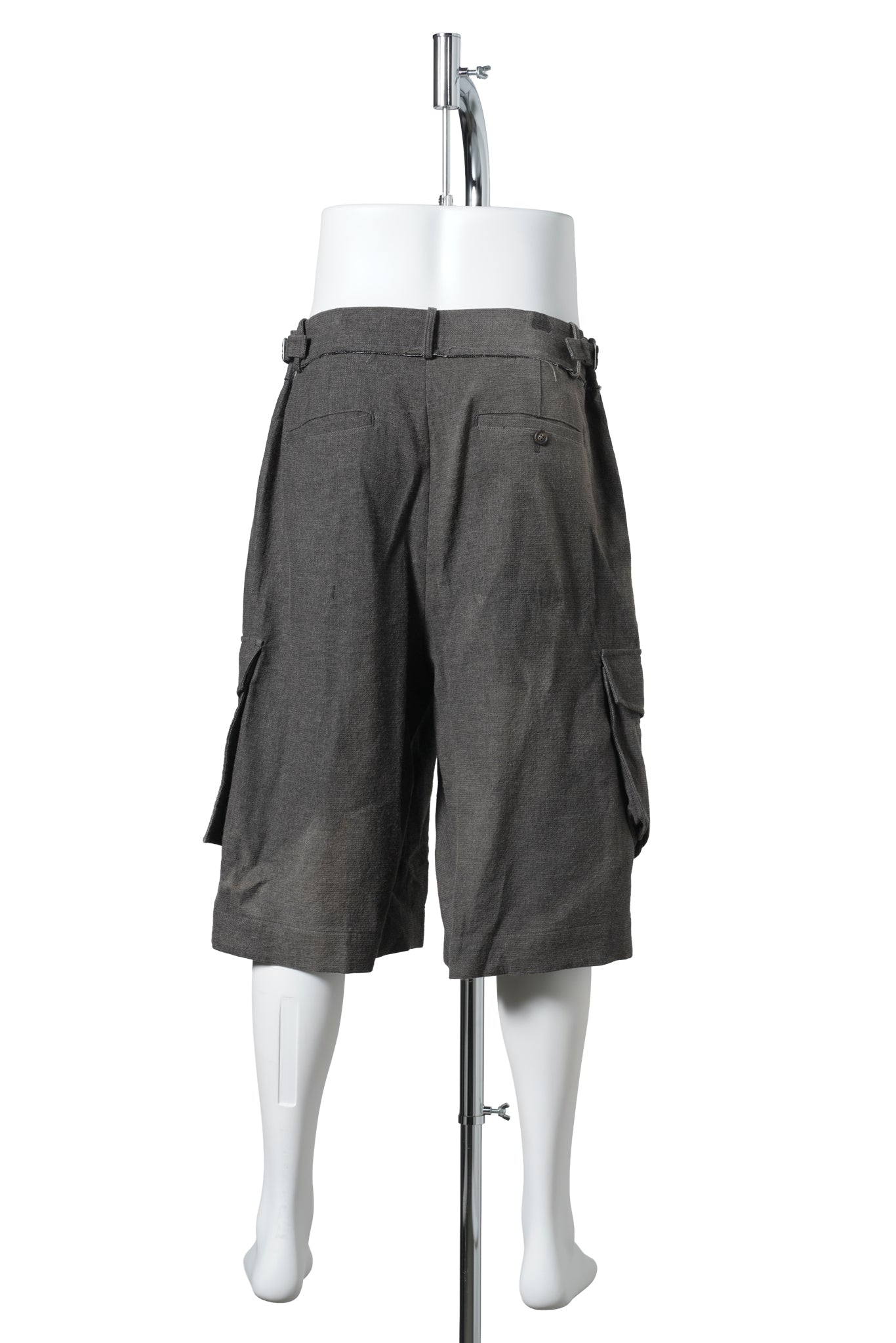 UN-BLEACHED MULTI POCKET HALF TROUSERS / BROWN