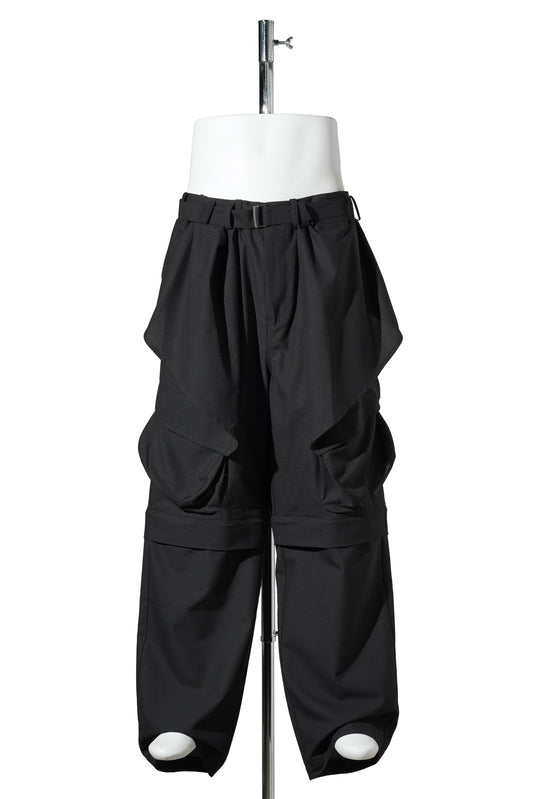 DETACHABLE DRAPED TROUSERS / BLACK