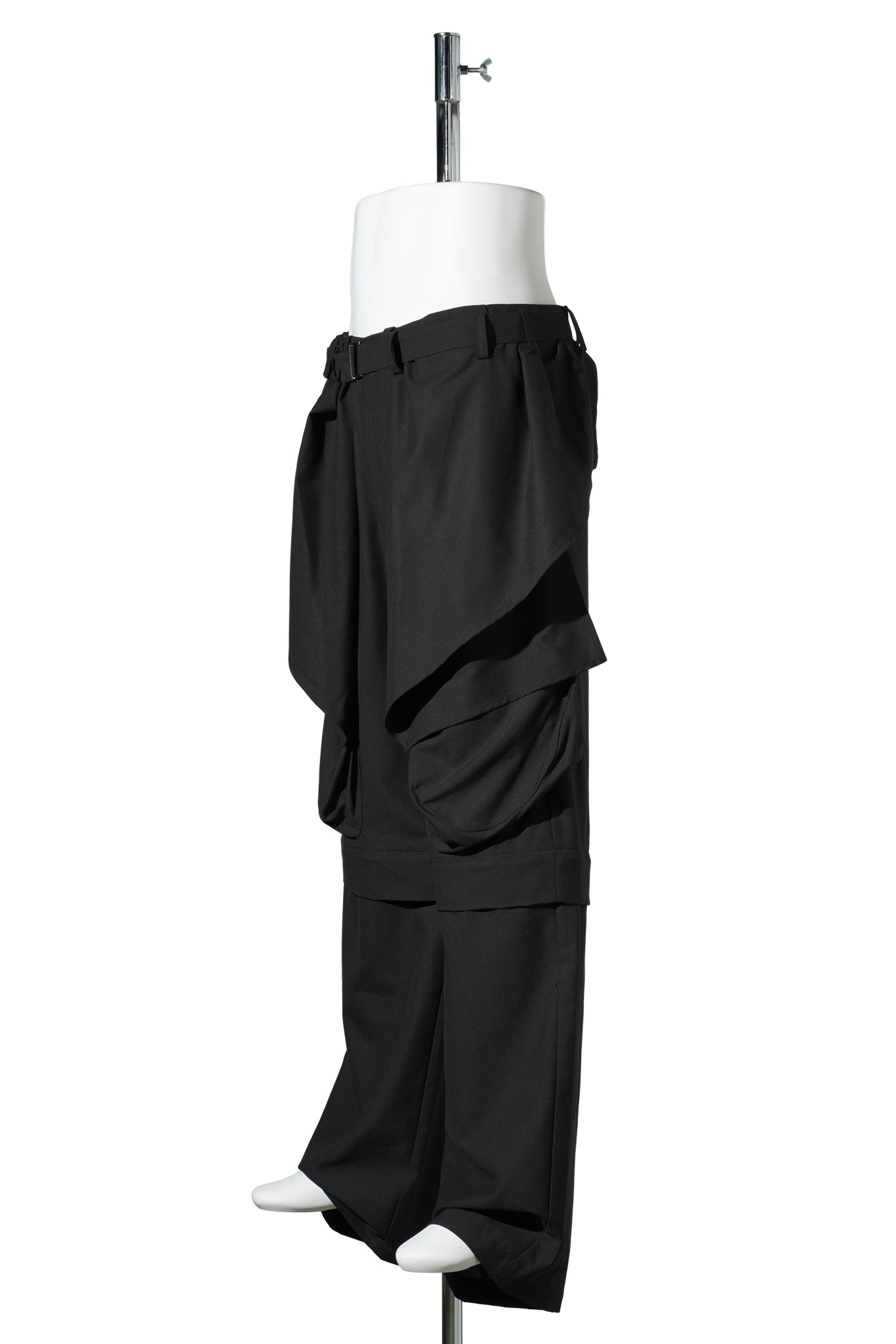 DETACHABLE DRAPED TROUSERS / BLACK