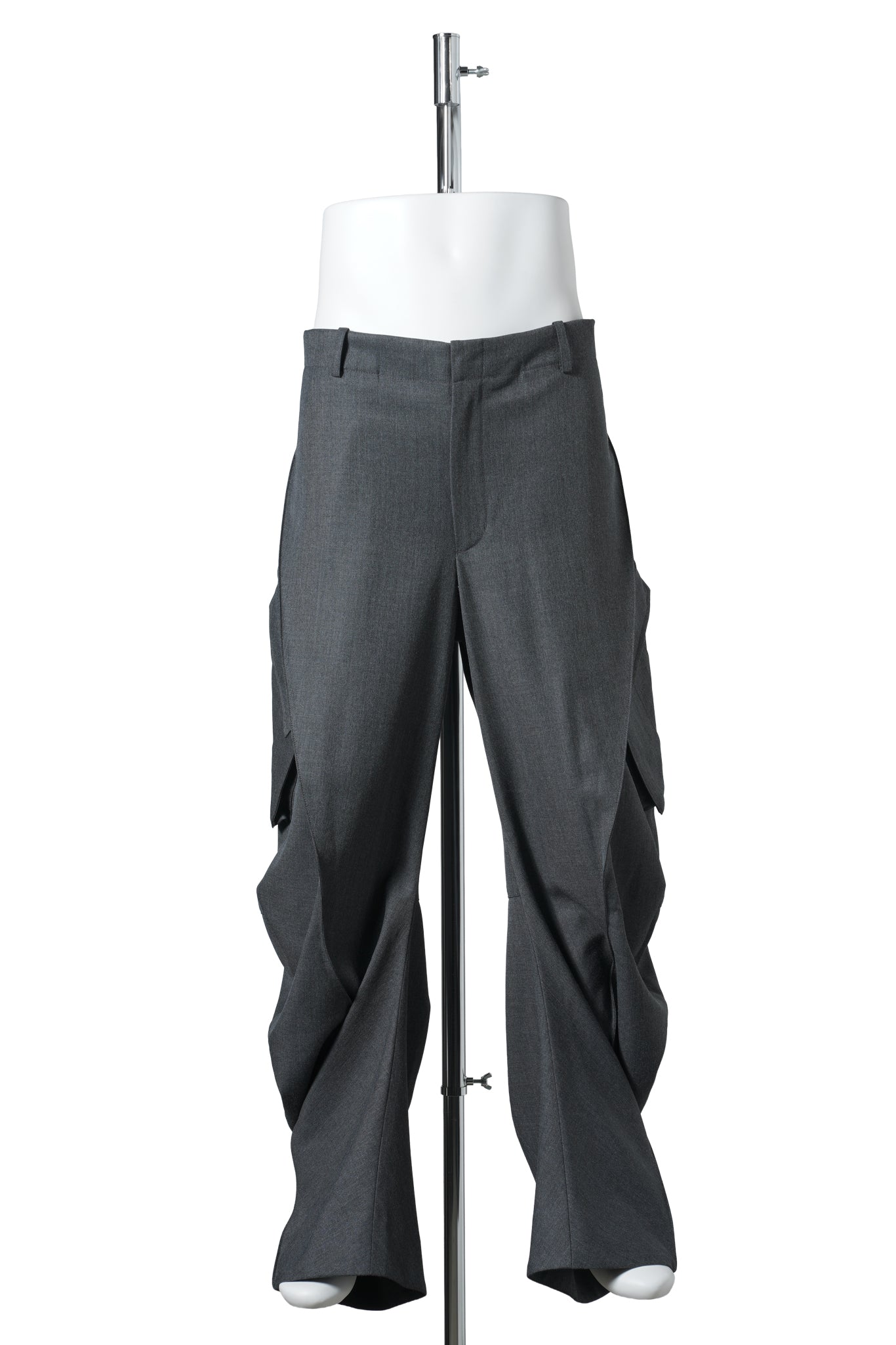 CURVED MULTI POCKET TROUSERS / GREY