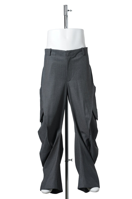 CURVED MULTI POCKET TROUSERS / GREY