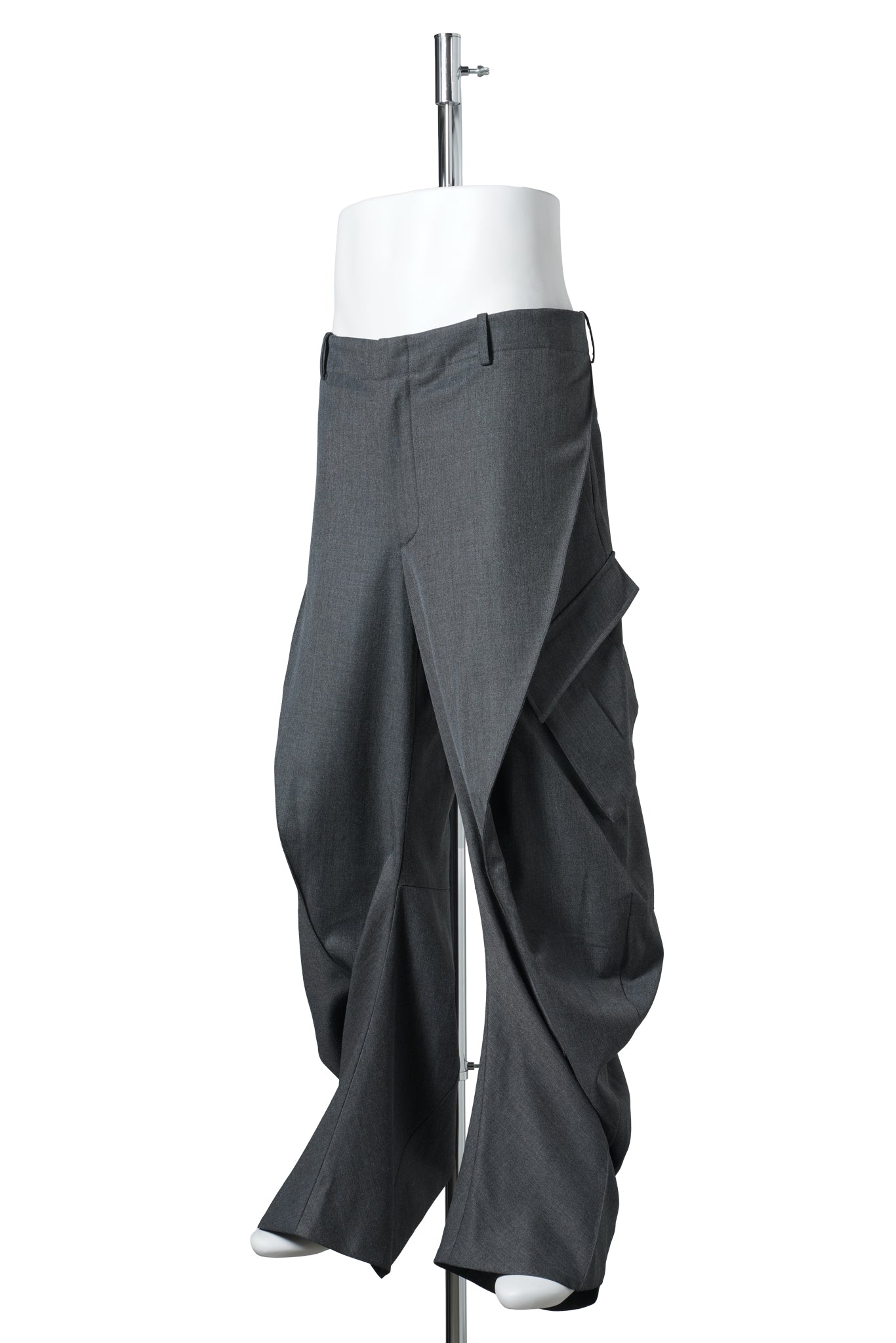 CURVED MULTI POCKET TROUSERS / GREY