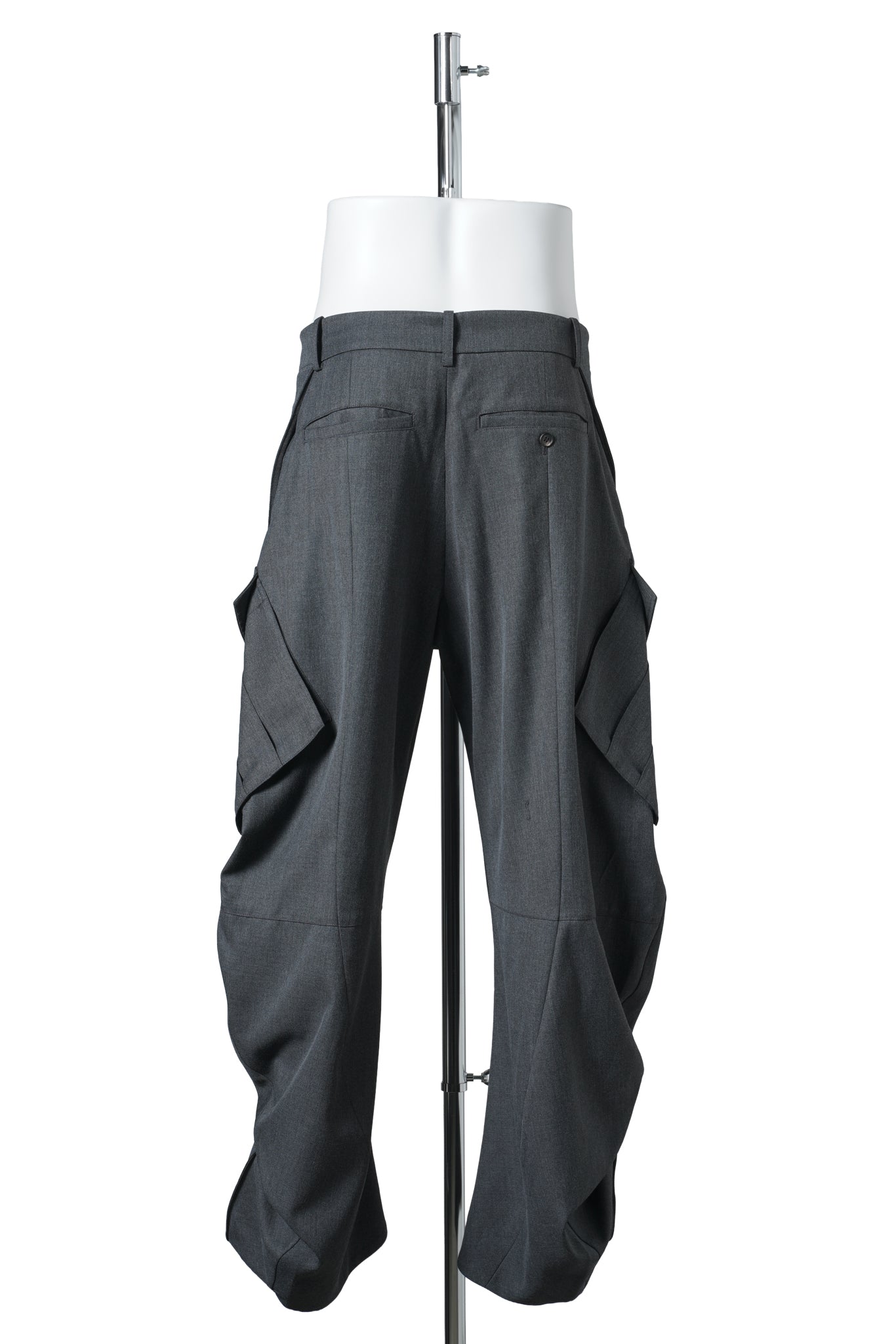 CURVED MULTI POCKET TROUSERS / GREY