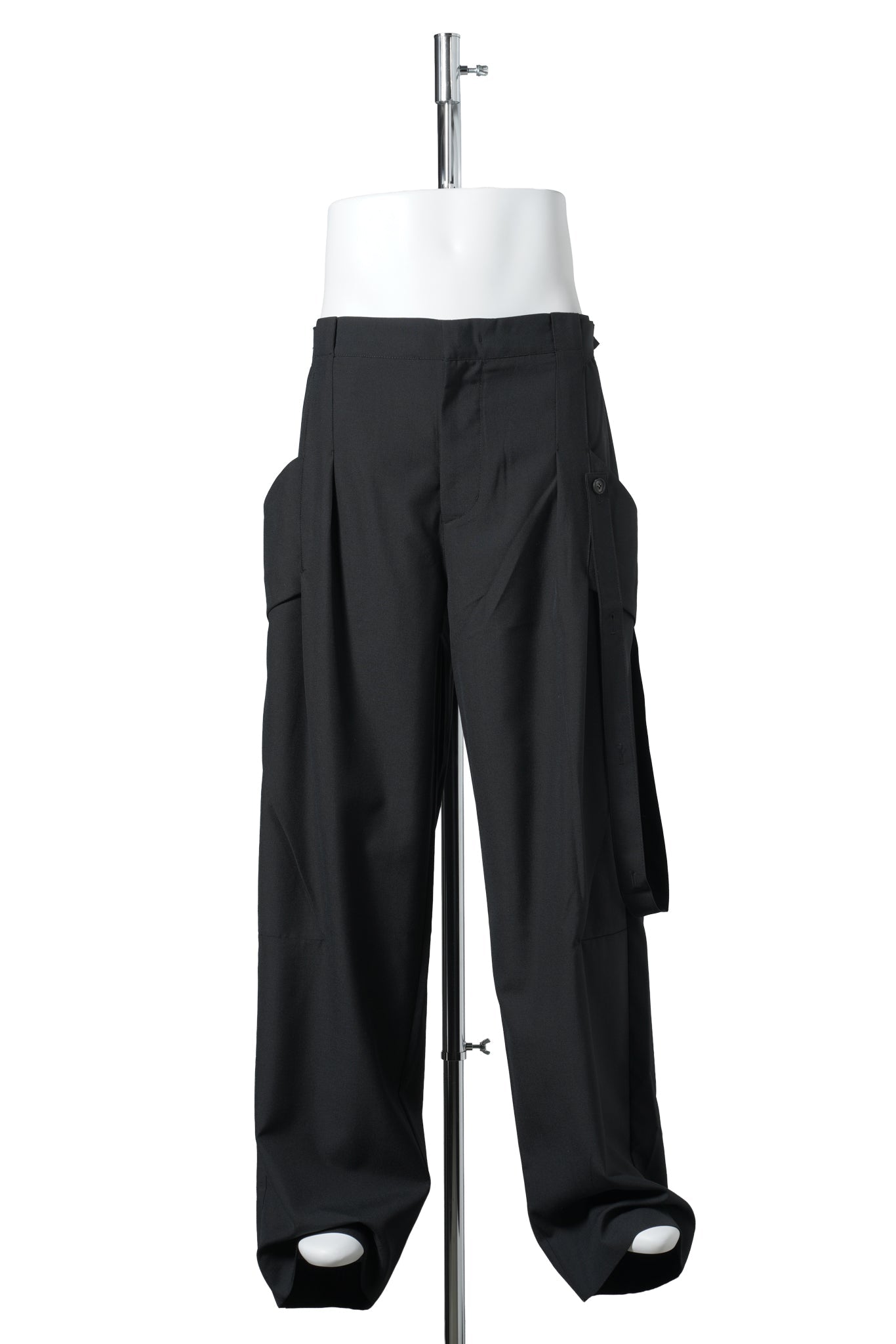 STRAP DETAILED WIDE TROUSERS / BLACK