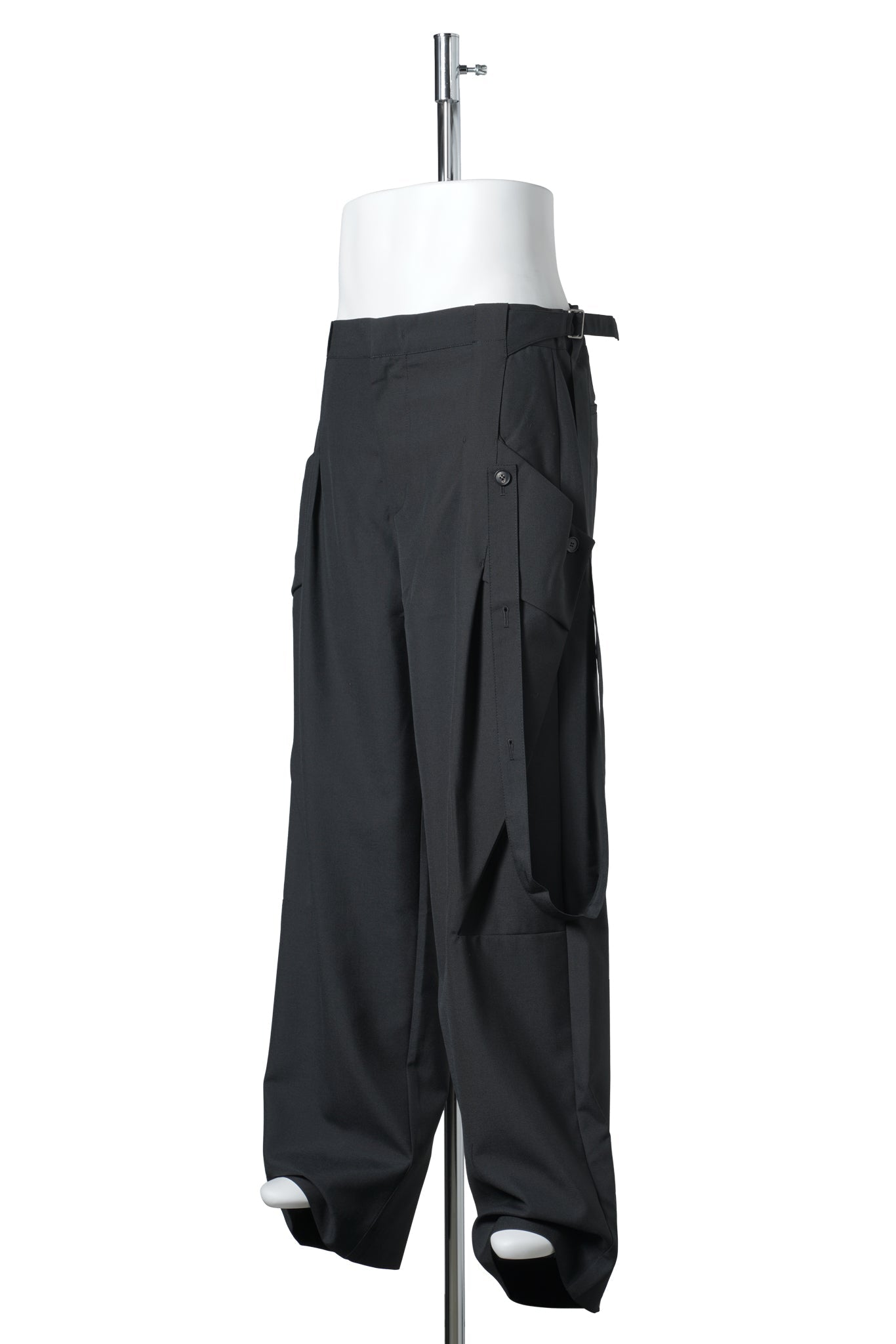 STRAP DETAILED WIDE TROUSERS / BLACK