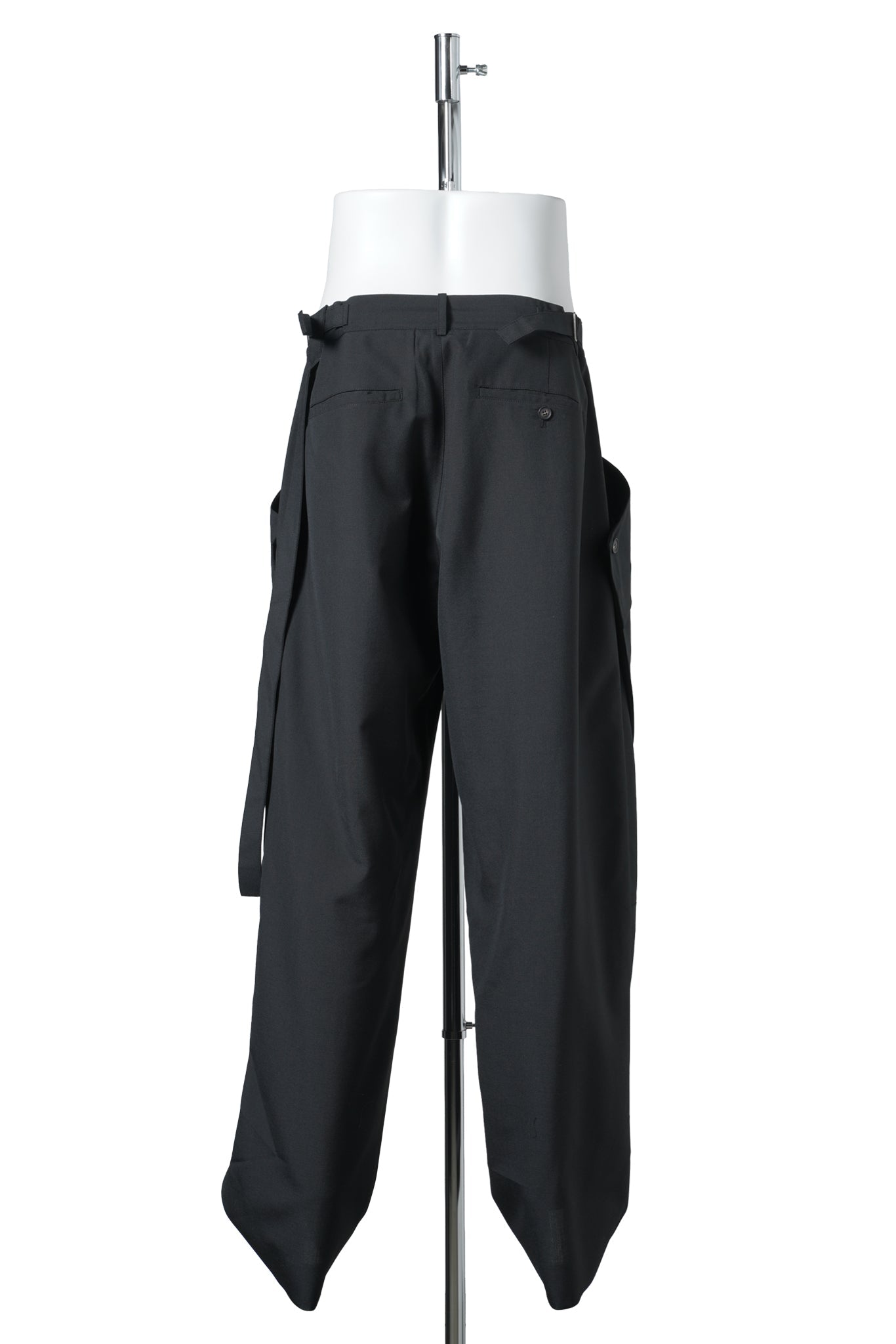 STRAP DETAILED WIDE TROUSERS / BLACK