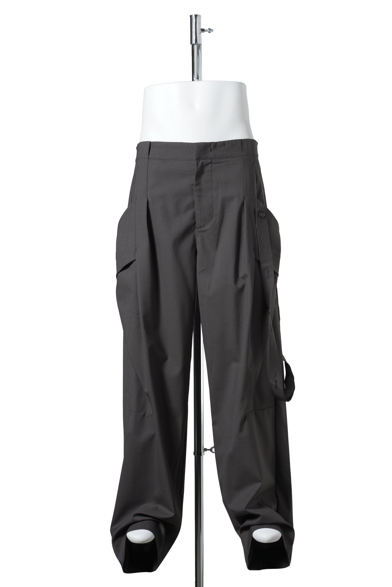 STRAP DETAILED WIDE TROUSERS / BROWN