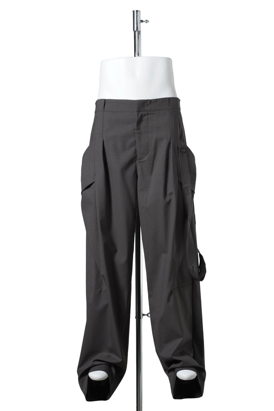 STRAP DETAILED WIDE TROUSERS / BROWN