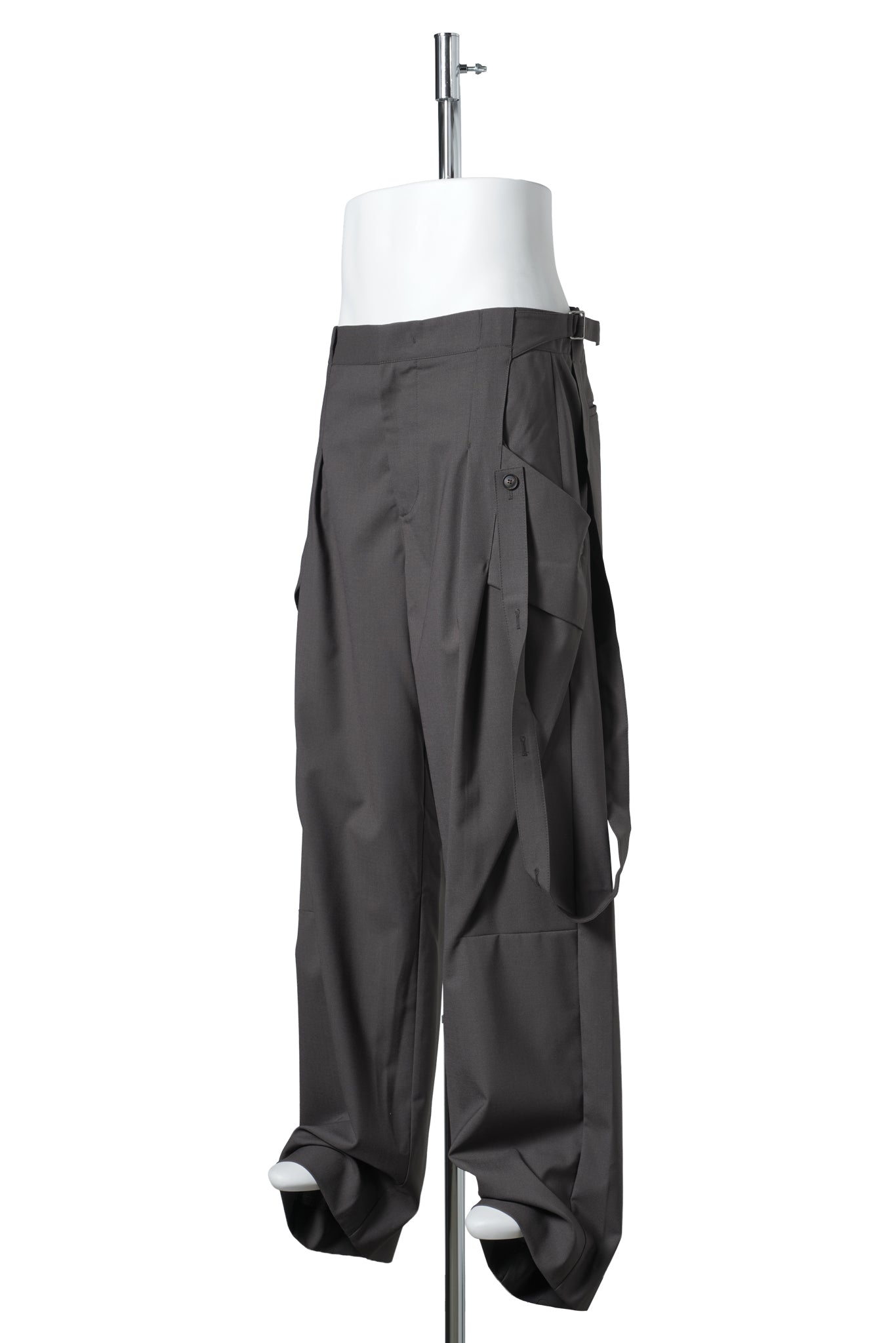 STRAP DETAILED WIDE TROUSERS / BROWN