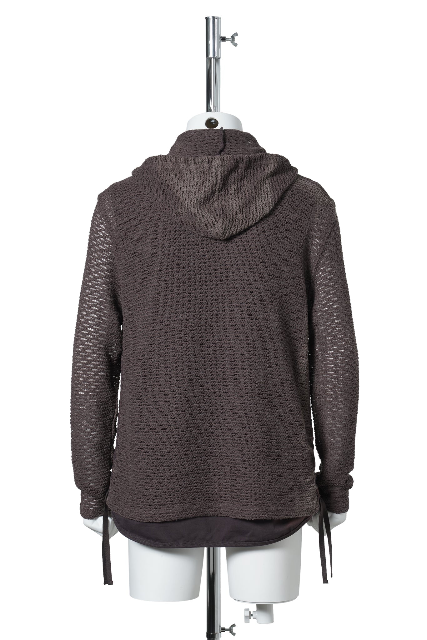 SUN-BLEACHED LAYERED NET HOODIE / BROWN