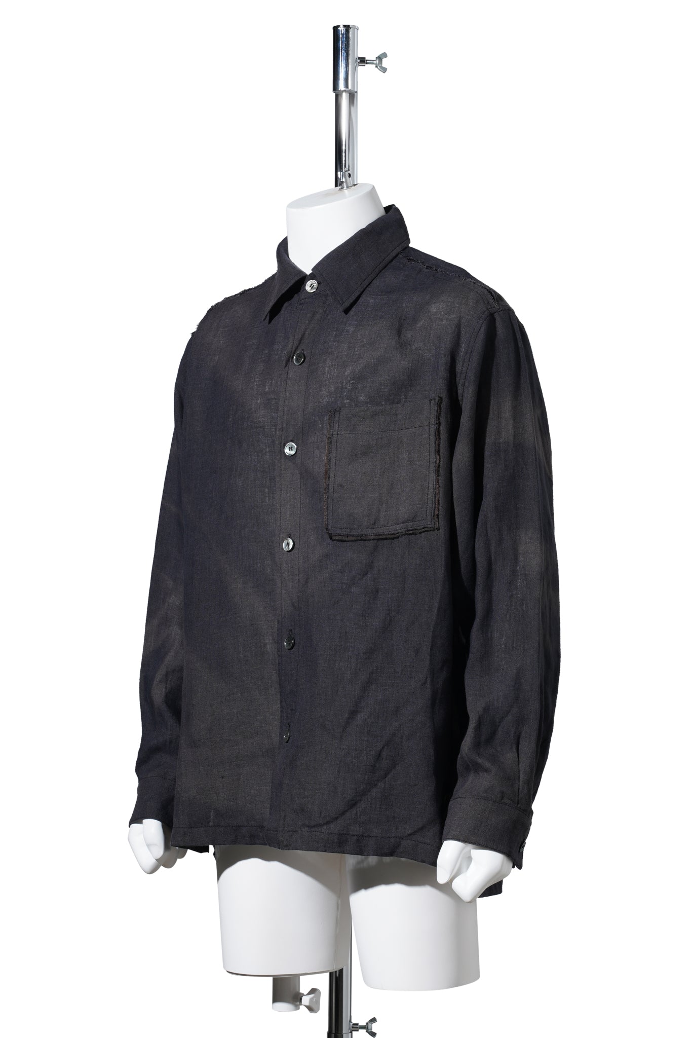 SUN-BLEACHED RAW EDGED SHIRT / BLACK