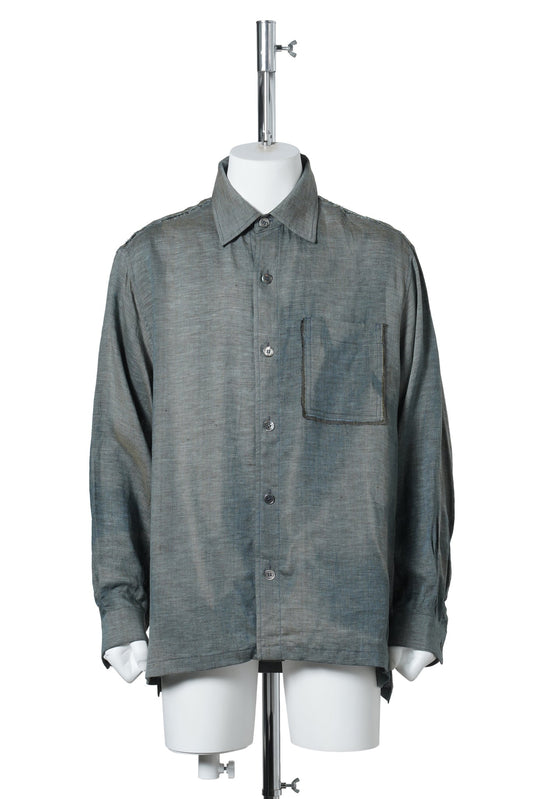 SUN-BLEACHED RAW EDGED SHIRT / GREEN