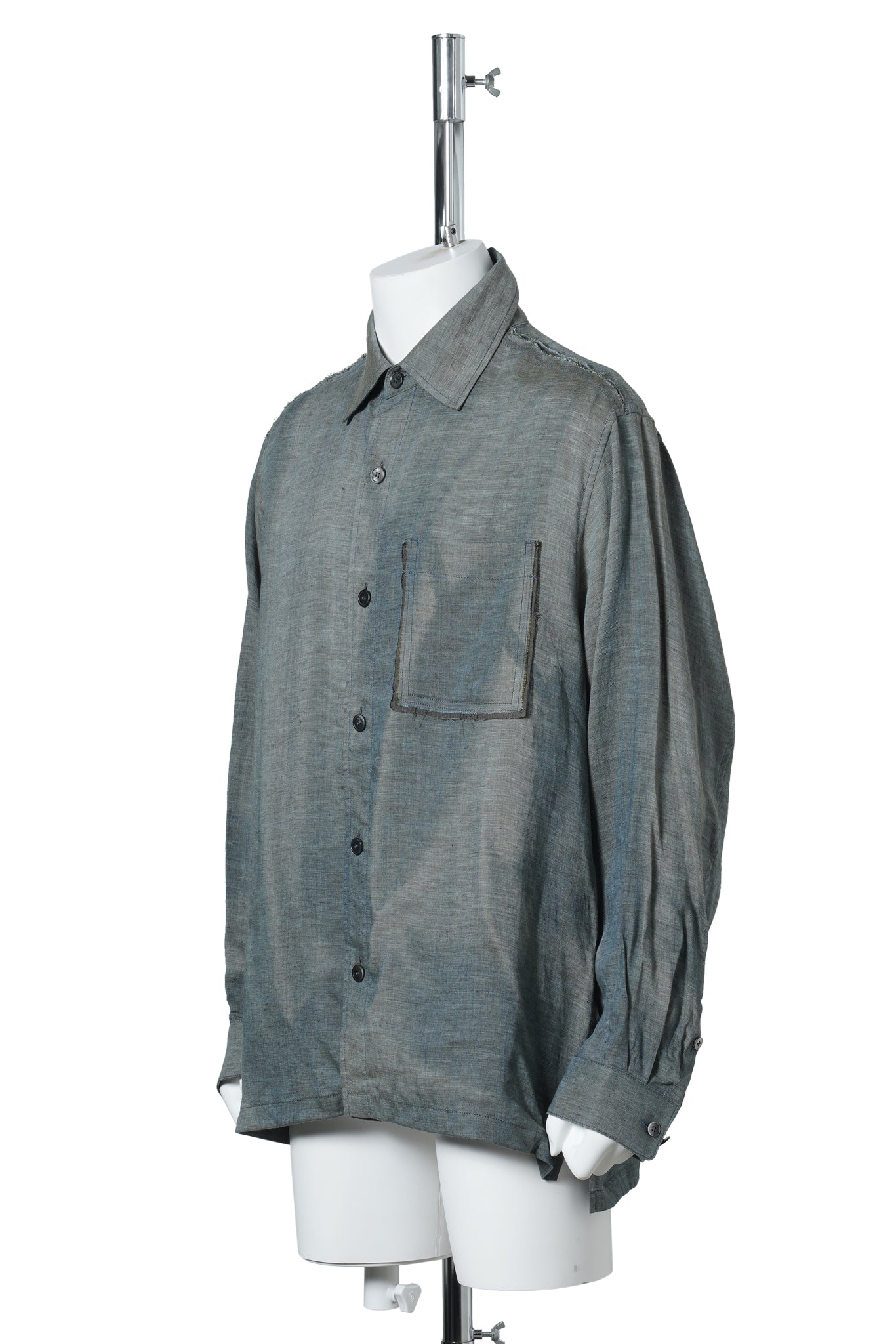 SUN-BLEACHED RAW EDGED SHIRT / GREEN